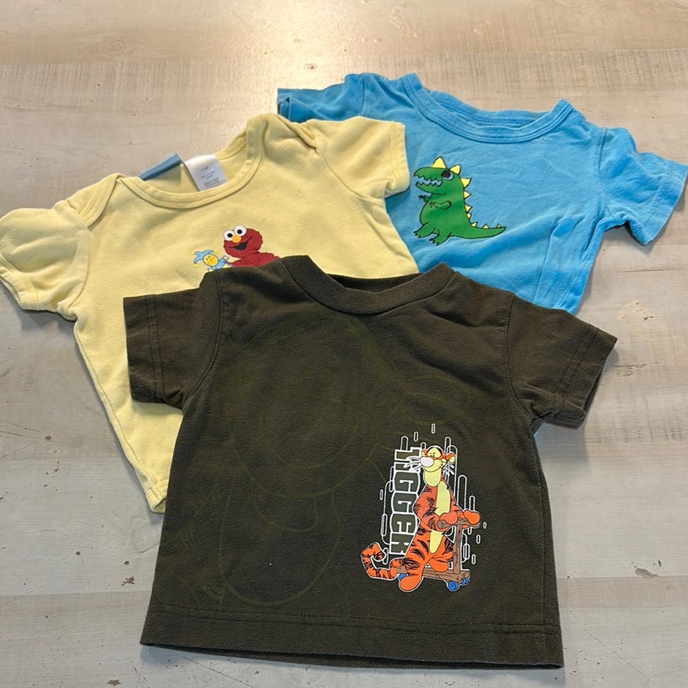 Kids Cartoon Character T-Shirts - Set of 3 
(9-12/12 mo)
